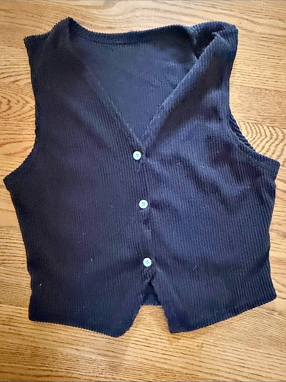 SHEIN Black Ribbed Button-Front Vest Size Large